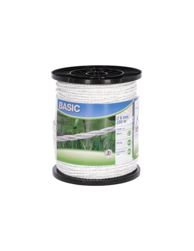 Fencing rope Basic 200 m, Ø 6 mm, white, 6x0,20 Niro