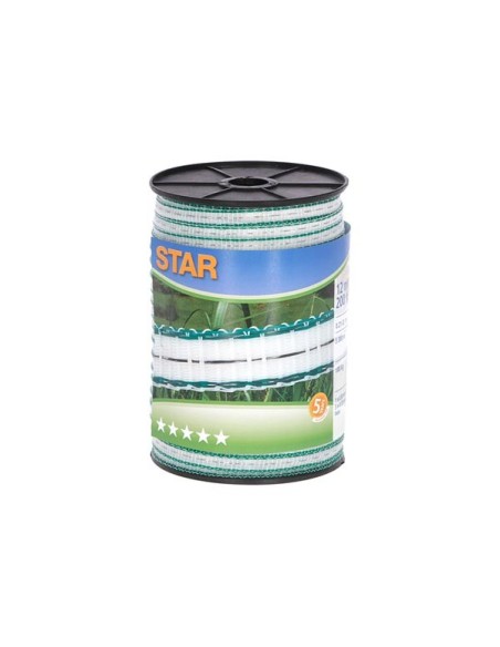 Star band, 12 mm wit/groen,1xCu 0,30+3x rvs 0,30