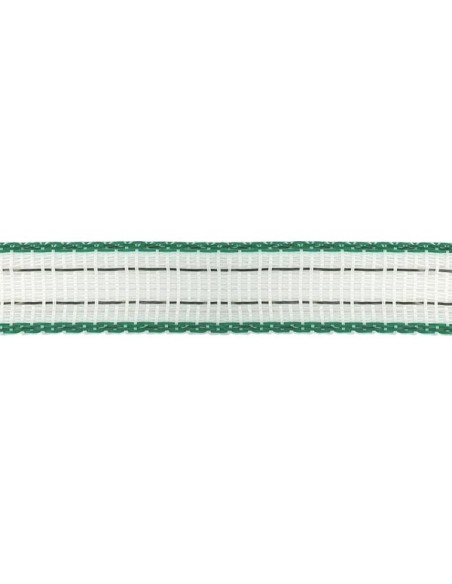 Star band,200m,20mm, Wit/groen, 2xCu 0,30+4x rvs 0,30
