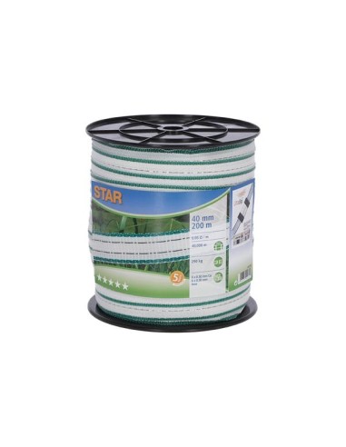 Fencing tape Star 200 m, 40 mm, white/green