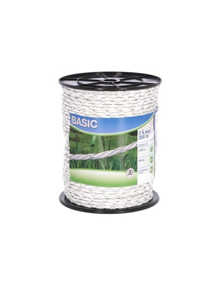 Basic koord, wit, 6mm 200m, 2x 0,50 Fe verzinkt