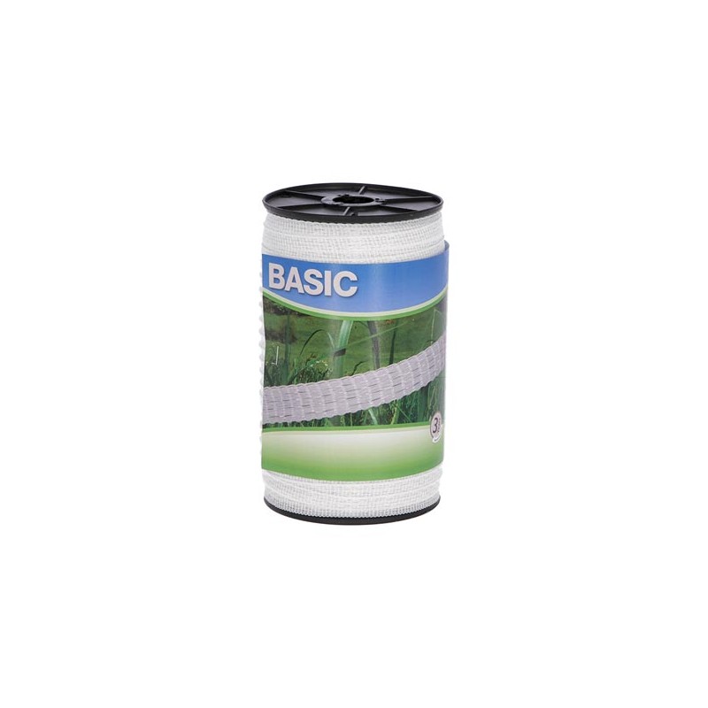Fencing tape Basic 200 m, 10 mm, white, 4 x 0,16 Niro