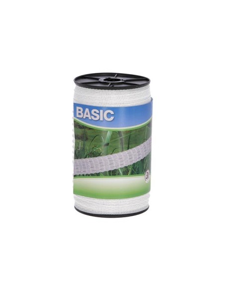 Fencing tape Basic 200 m, 10 mm, white, 4 x 0,16 Niro
