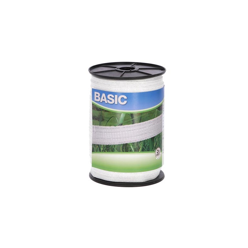 Fencing tape Basic 200 m, 20 mm, white, 4 x 0,16 Niro
