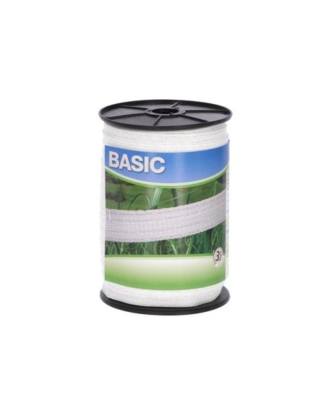 Basic band, 200m 20mm, wit, 4x0,16 rvs