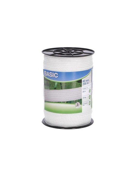 Basic band, 200m 40mm, wit, 8x 0,16 rvs