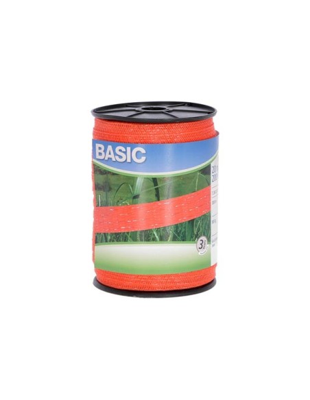 Fencing tape Basic 200 m, 20 mm, orange, 6 x 0,16 Niro