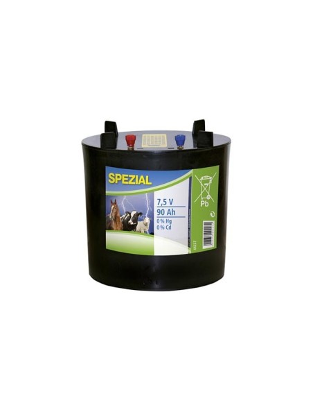 Zinc-carbon dry battery, 7,5 V, 90 Ah, round case