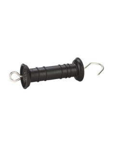 Gate handle with hook and tension limiter, black
