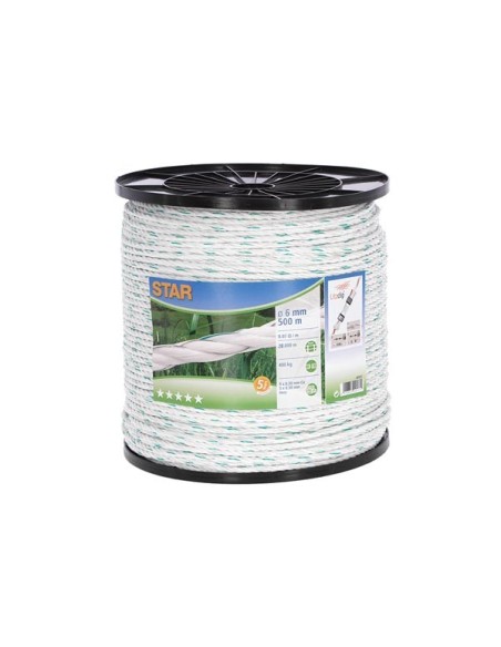 Fencing rope Star 500 m, white/green, Ø 6 mm