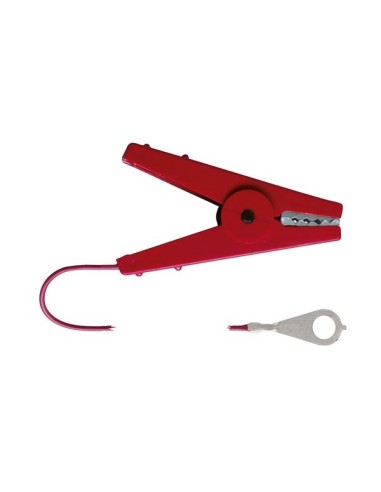 Afrasteringskabel met klem, rood, 1 m