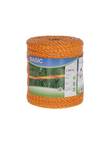 Basic Schrikdraad, 1000 m, 3 x 0,20 rvs, geel-oranje