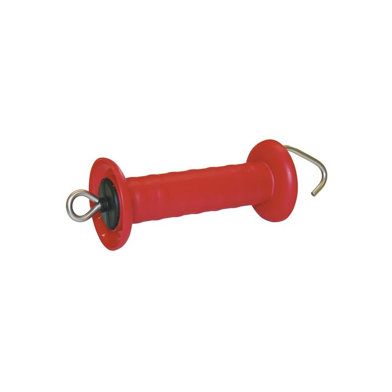 Gate handle Premium red, with hook, stainless steel