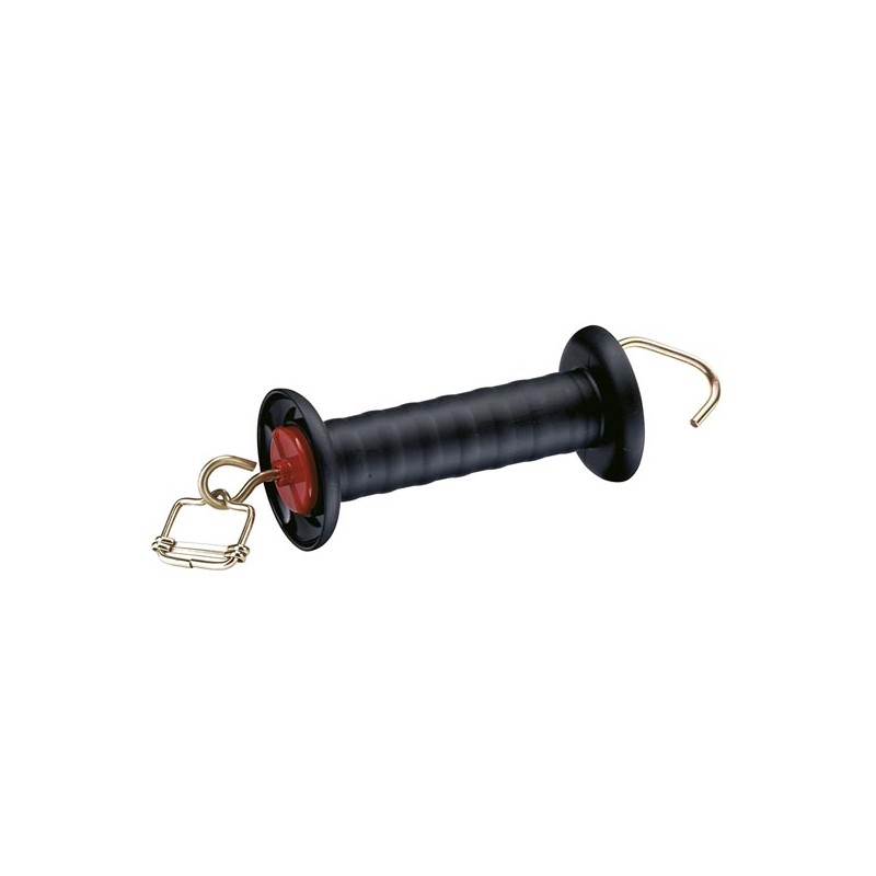 Gate handle black, with hook and tape connector 40 mm