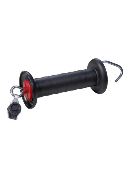 Gate handle black, with hook and rope/wire connector