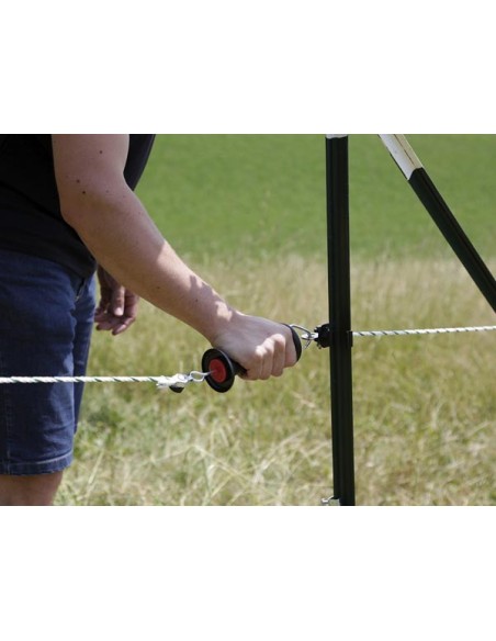 Gate handle black, with hook and rope/wire connector