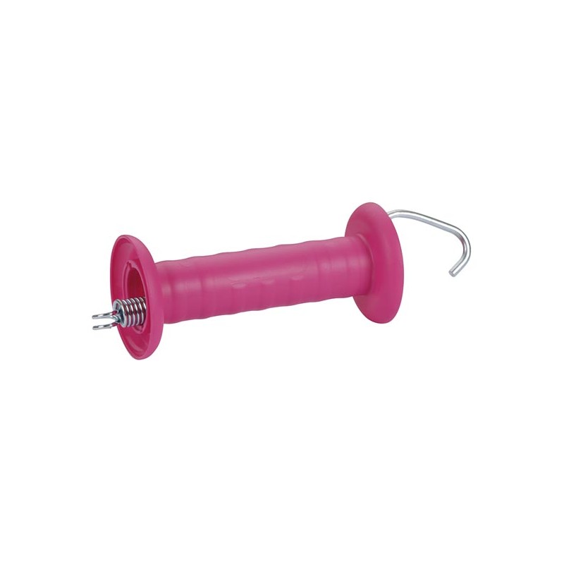 Gate handle pink, with hook, galvanized