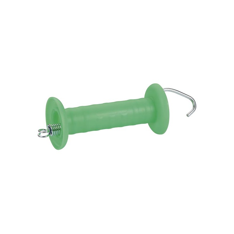 Gate handle green, with hook, galvanized