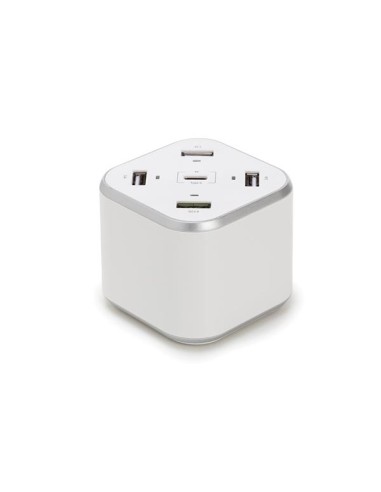 SMART USB station with 3 x USB + 1 x USB Fast Charge QC 3.0 + 1 x Type-C outputs - max. 9.6 A - max. 48 W - white