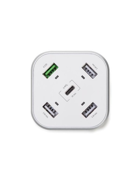 SMART USB station met 3 x USB + 1 x USB Fast Charge QC 3.0 + 1 x Type-C uitgangen - max. 9.6 A - max. 48 W - wit