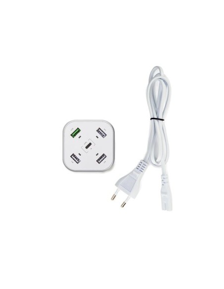 SMART USB station met 3 x USB + 1 x USB Fast Charge QC 3.0 + 1 x Type-C uitgangen - max. 9.6 A - max. 48 W - wit