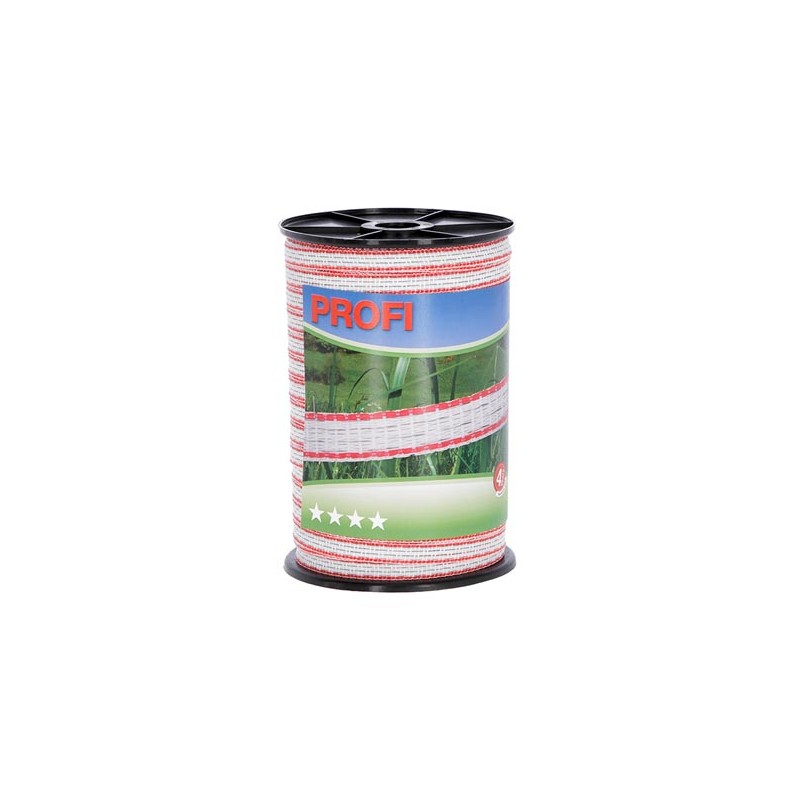 Fencing tape Profi 200 m, 12 mm, white/red, 4x0,30 TriC