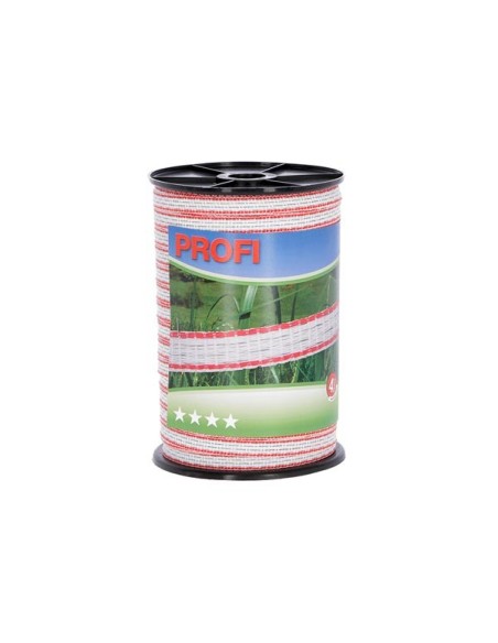 Profi afrasteringsband 12mm, 4x0,30 TriC, 200m, wit/rood