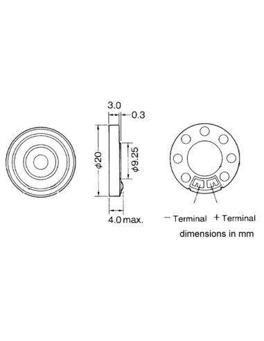 THIN COMPACT DYNAMIC SPEAKER 80dB 0.15W