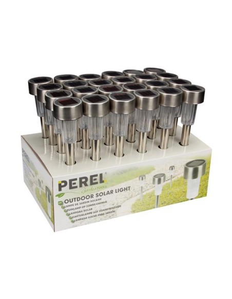 SOLAR-GARTENLEUCHTE mit Edelstahl-Sockel - 24 St. im Display