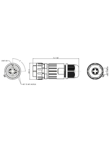 3P CONNECTOR VOOR KABEL - WATERBESTENDIG IP67 -...