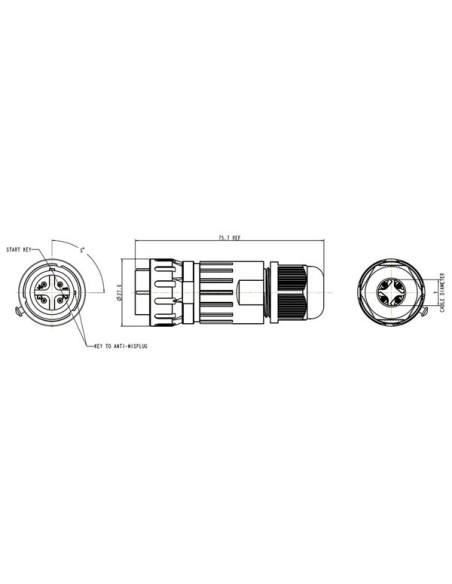 3-POL. STECKVERBINDER - WASSERDICHT IP67 - 13 A 230 V (1 Set)