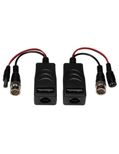 BALUN VIDÉO/ALIMENTATION TVI AVEC CONNECTEUR 8P8C (RJ45) ET CÂBLES BNC/ALIMENTATION - PAIRE