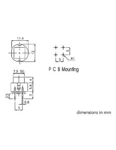 BOUTON-POUSSOIR CARRE 7.5mm NOIR 2