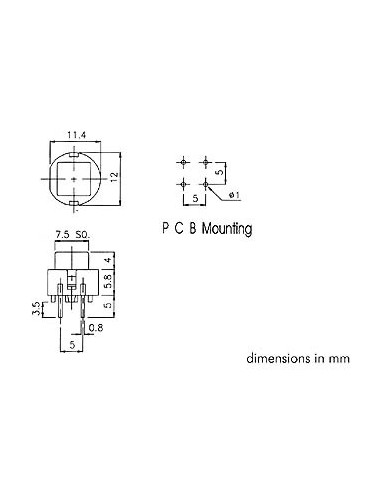 KEY SWITCH SQUARE 7.5mm BLACK